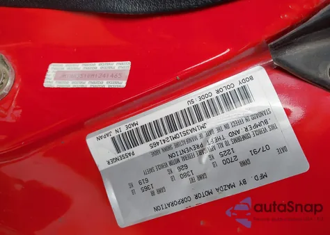 1991 Mazda Mx-5 Miata from USA, damaged, VIN JM1NA3510M1241465